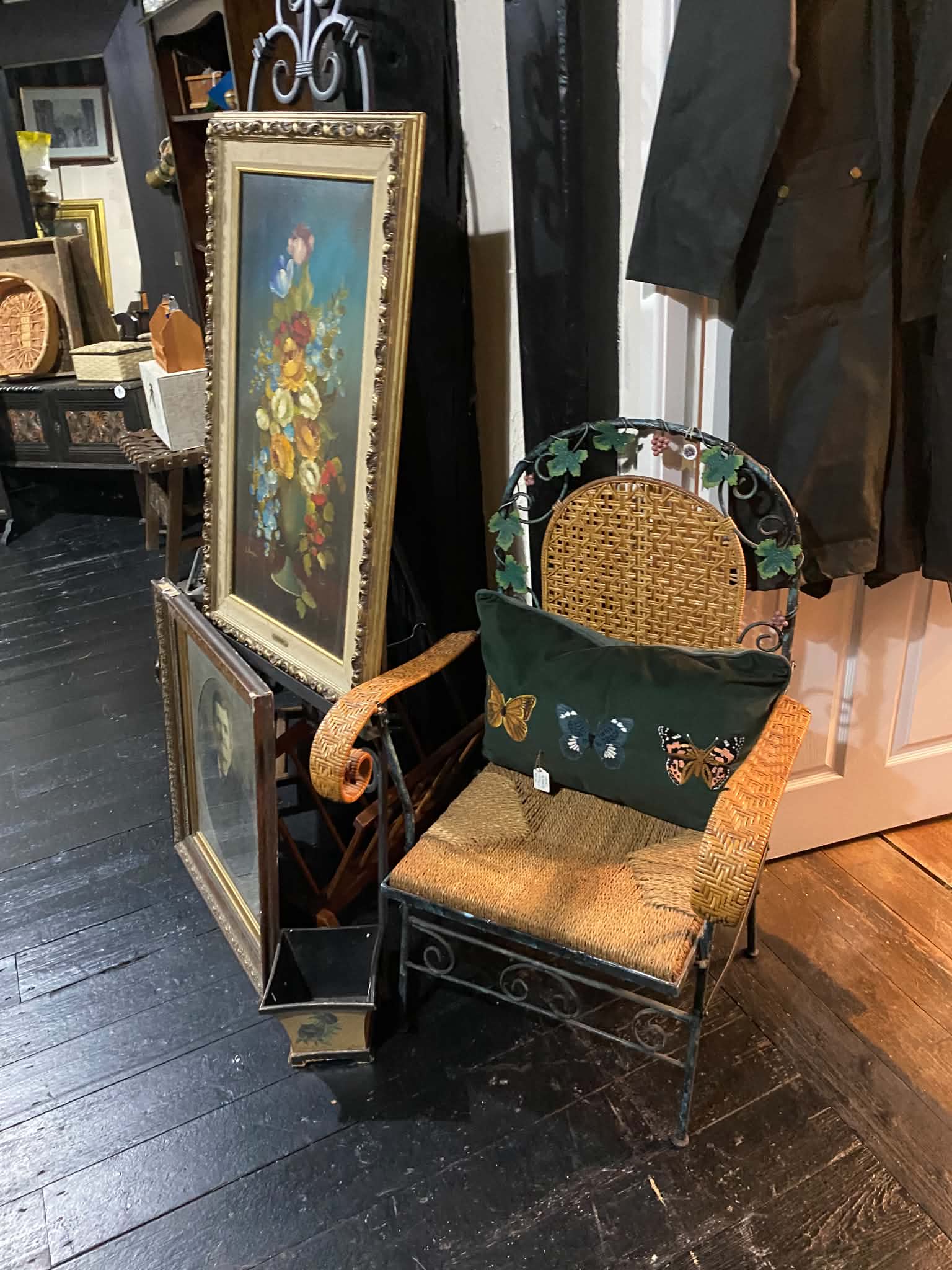 Wicker and metal vintage garden chair